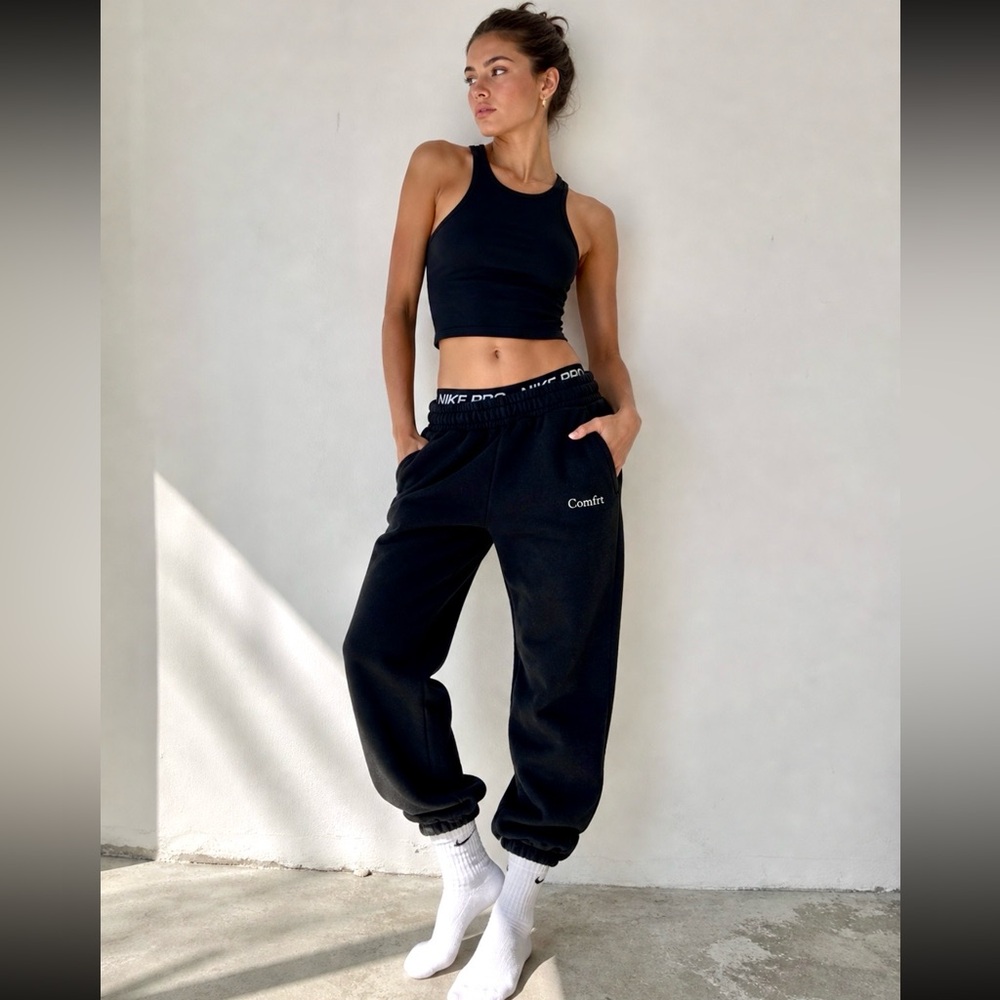 Comfort Black High-Waist Jogger Pants